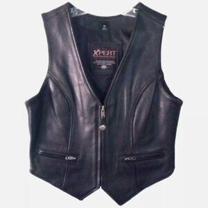 Women's Biker VEST Black Sz Med  NWOT Thick Leather XPERT Performance